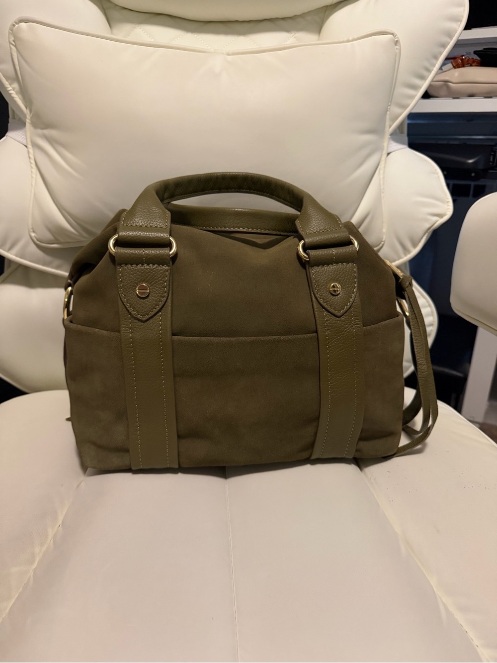 Aimee Kestenberg Olive Green Suede Satchel - Picture 2 of 7